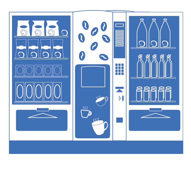 Kombi-Automat mit Kaltgetränken und Snacks